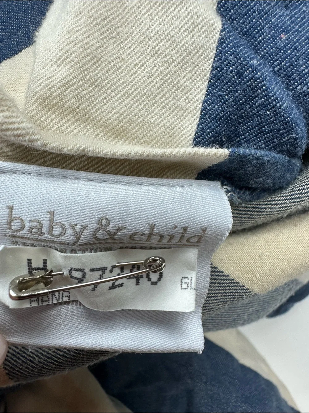 Restoration Hardware Baby & Child Navy Neutral Striped Checkered Duvet Cover